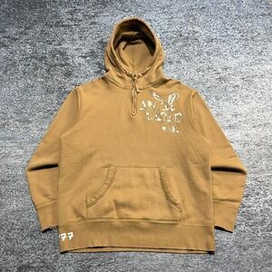 Vintage Y2K American Eagle Outfitters 1/4 Zip Hoodie Mens XLT Brown Preppy